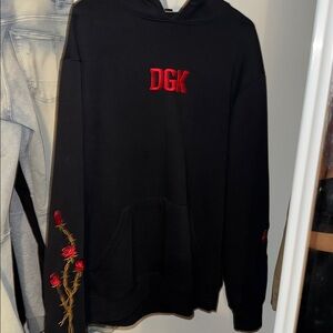 DGK Black Hoodie with Red Floral Design